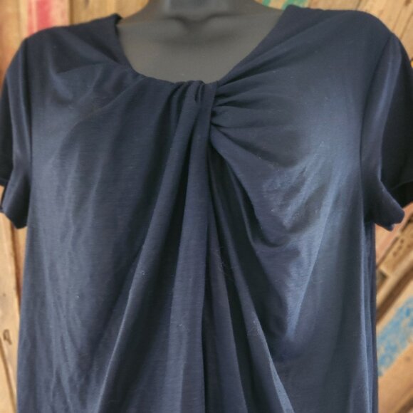 Jil Sander navy twist front viscose t-shirt blouse Sz L Made in Italy - Picture 3 of 8